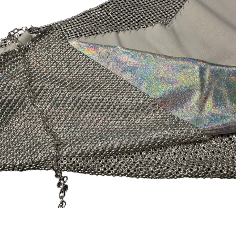 Iridescent Lined Rhinestone Crop Top - Picture 7 of 9